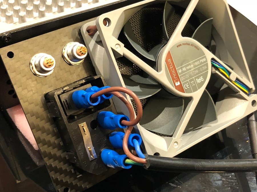 Mains wiring and fan