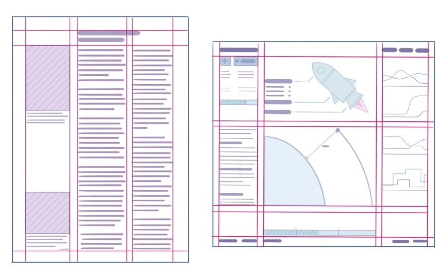 Grid layouts in print and computer software