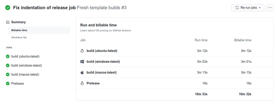 Billing summary page for the pipeline