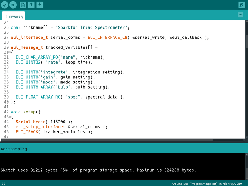 Arduino code editor, eUI tracked variables