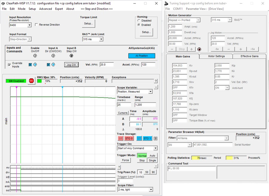 Teknic Clearpath MSP tool with tuning window